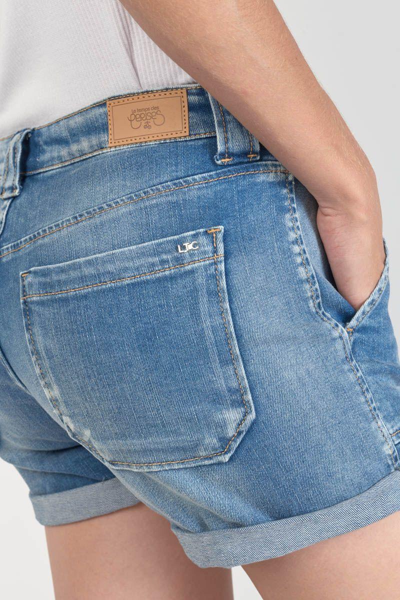 Le Temps Des Cerises Short Bloom En Jeans Bleu