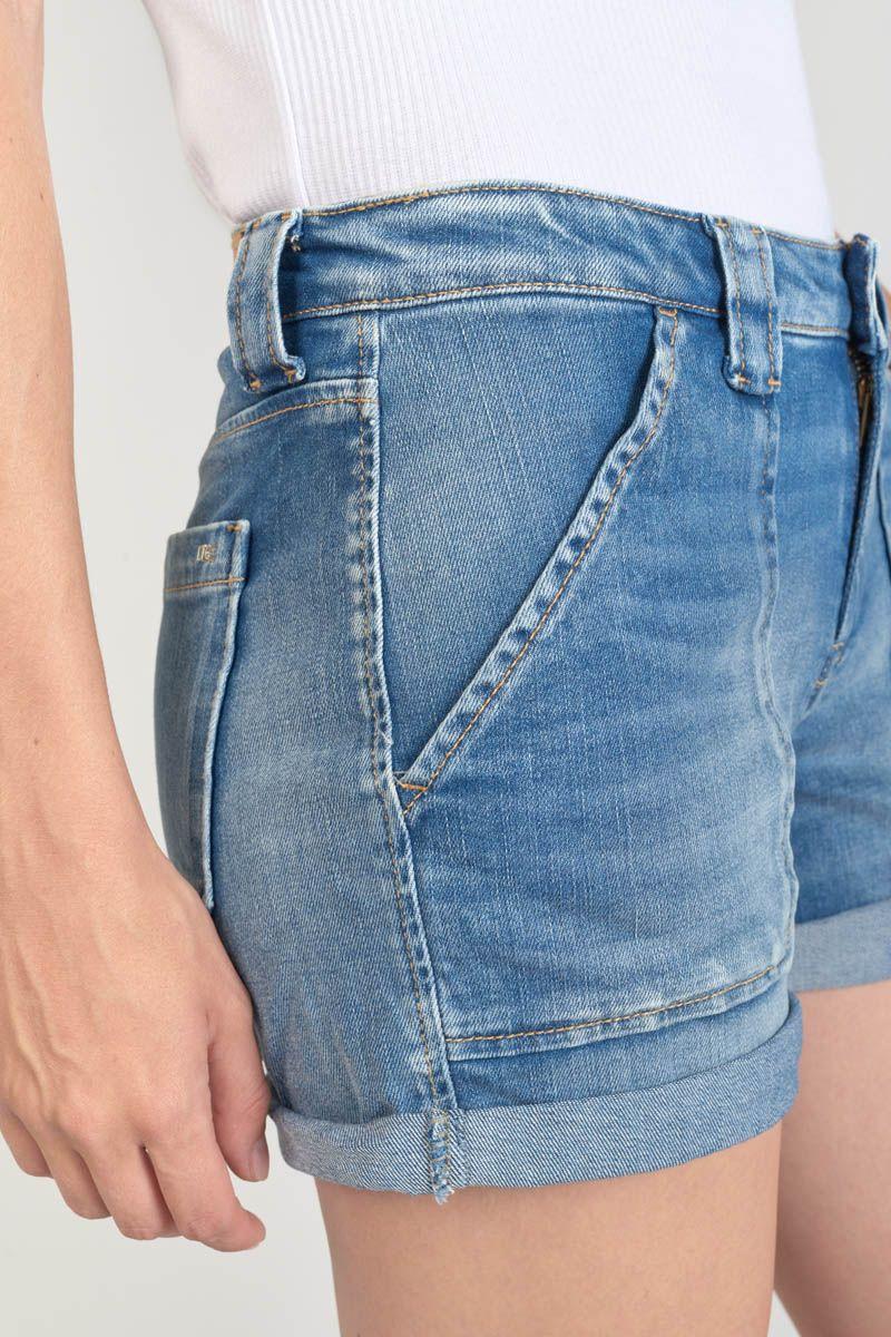 Le Temps Des Cerises Short Bloom En Jeans Bleu