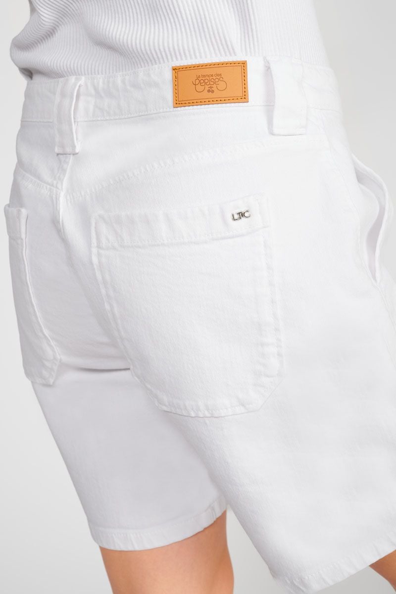 Le Temps Des Cerises Short En Jeans Goudes Blanc