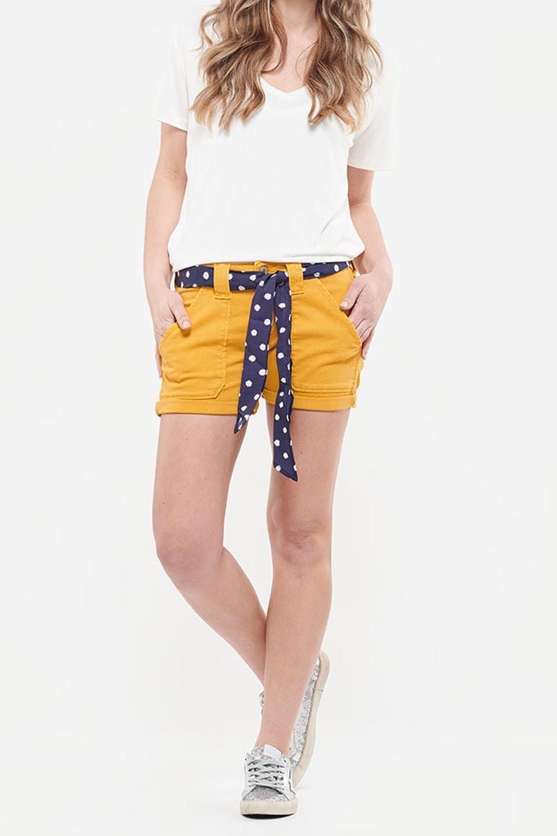 le temps des cerises Short en jeans Olsen jaune