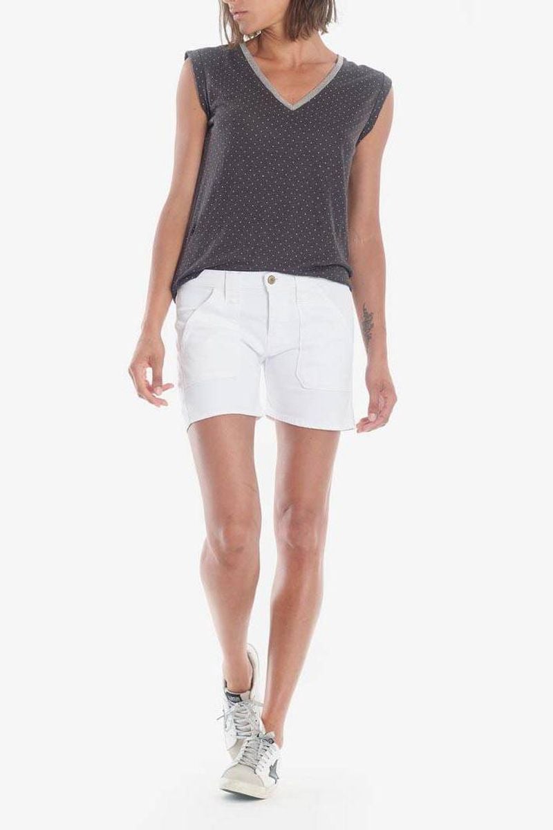 le temps des cerises Short en jeans Olsen2 blanc