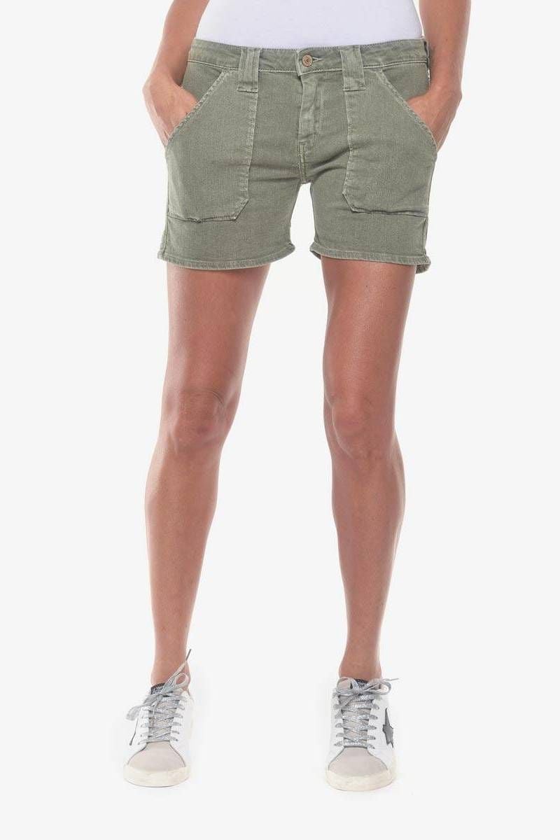 le temps des cerises Short en jeans Olsen2 kaki