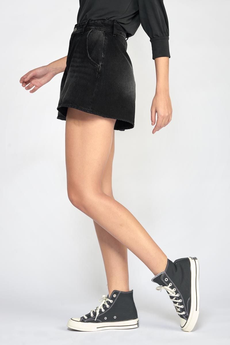 Le Temps Des Cerises Short Lovi En Jeans Noir