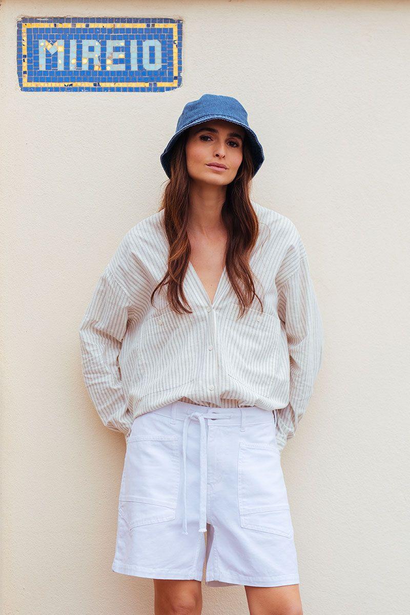 le temps des cerises Short Mado en jeans blanc