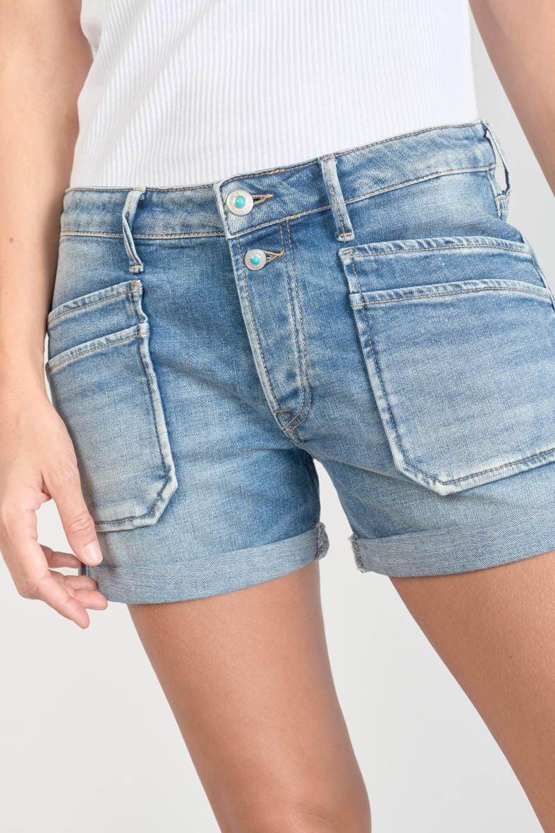 Le Temps Des Cerises Short Madrague En Jeans Bleu