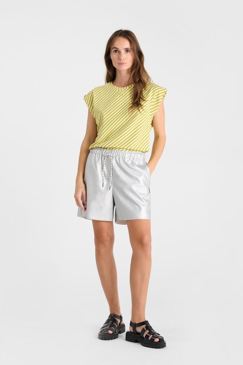 Le Temps Des Cerises Short Nylu En Simili Argenté