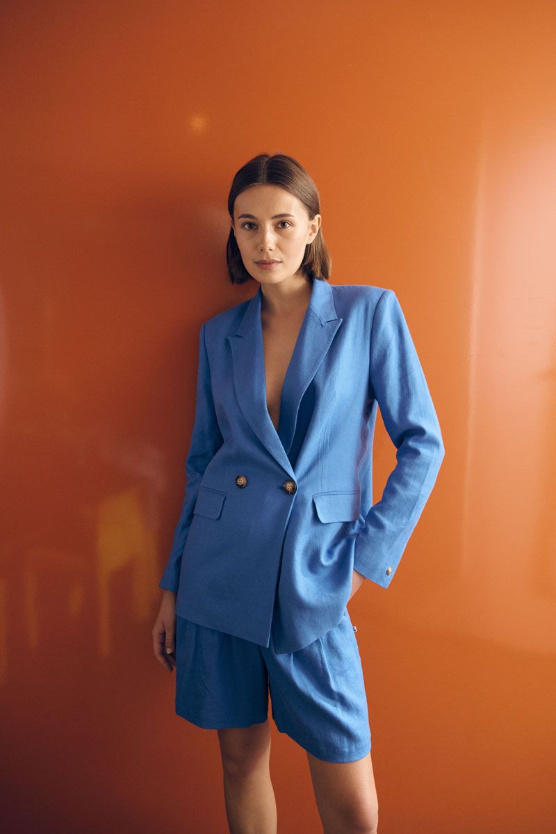 le temps des cerises Short Polaly bleu roi