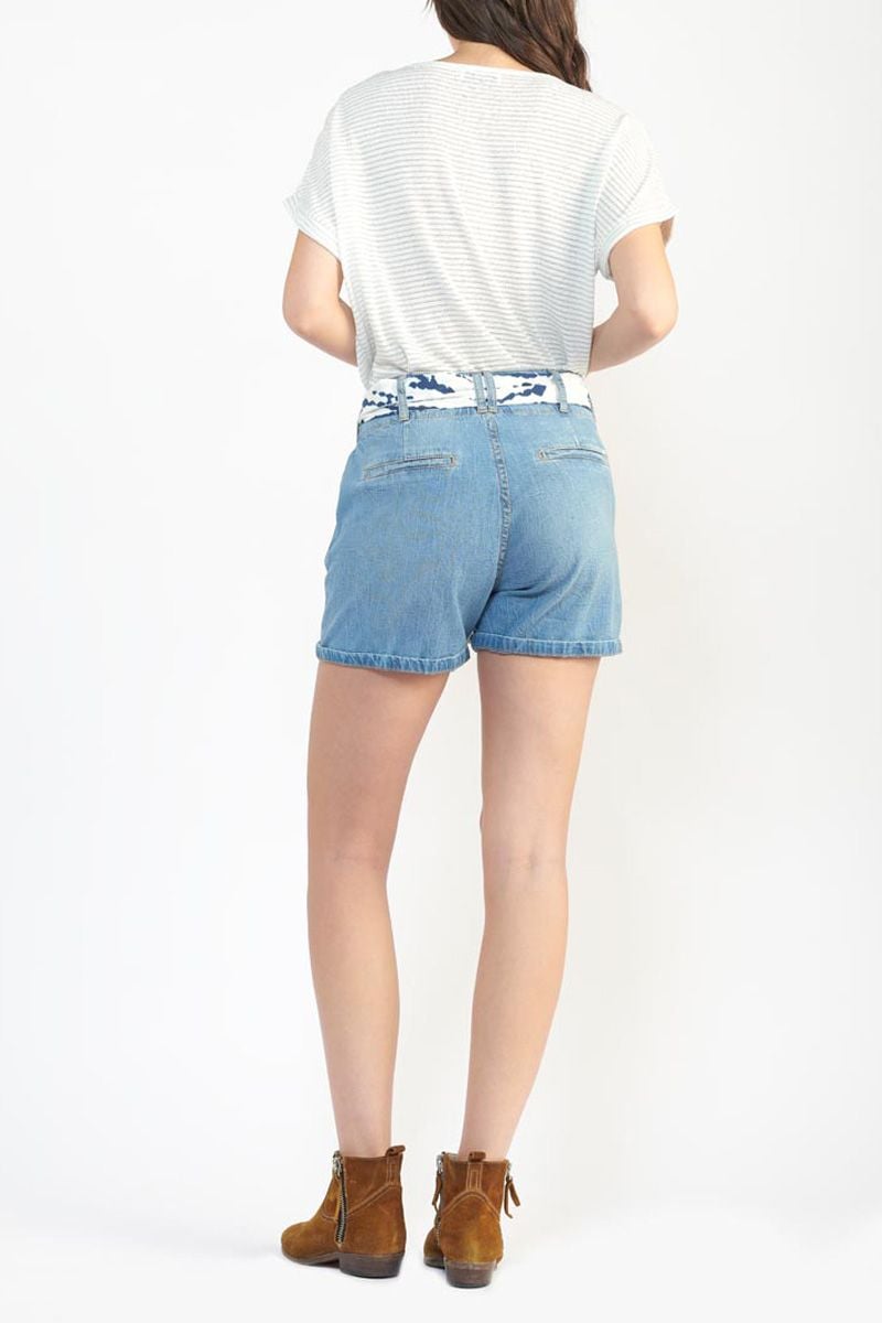 Le Temps Des Cerises Short Sydney En Jeans Bleu