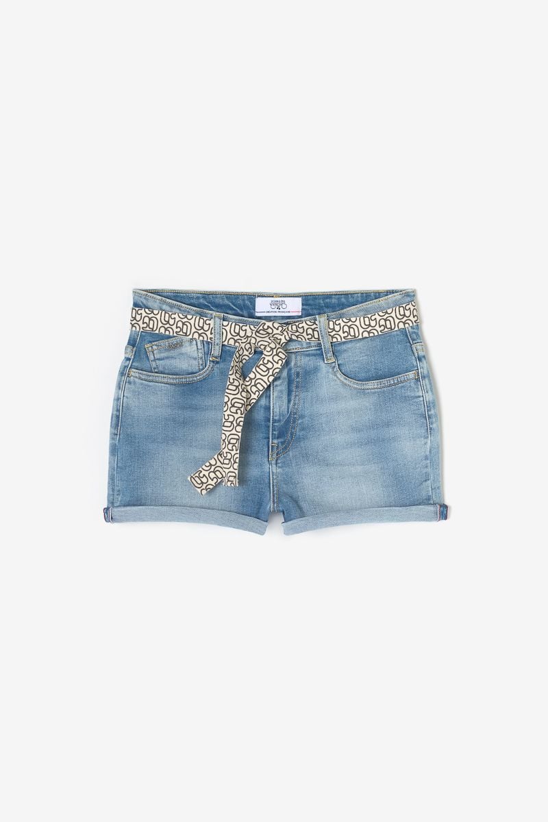 le temps des cerises Short Tiko en jeans bleu