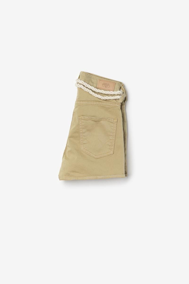 Le Temps Des Cerises Short Tiko Taille Haute Beige