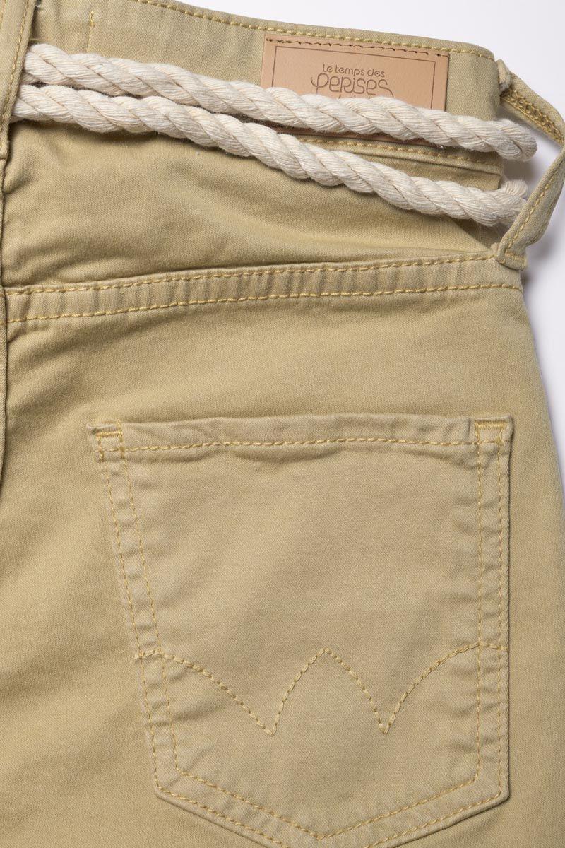 Le Temps Des Cerises Short Tiko Taille Haute Beige