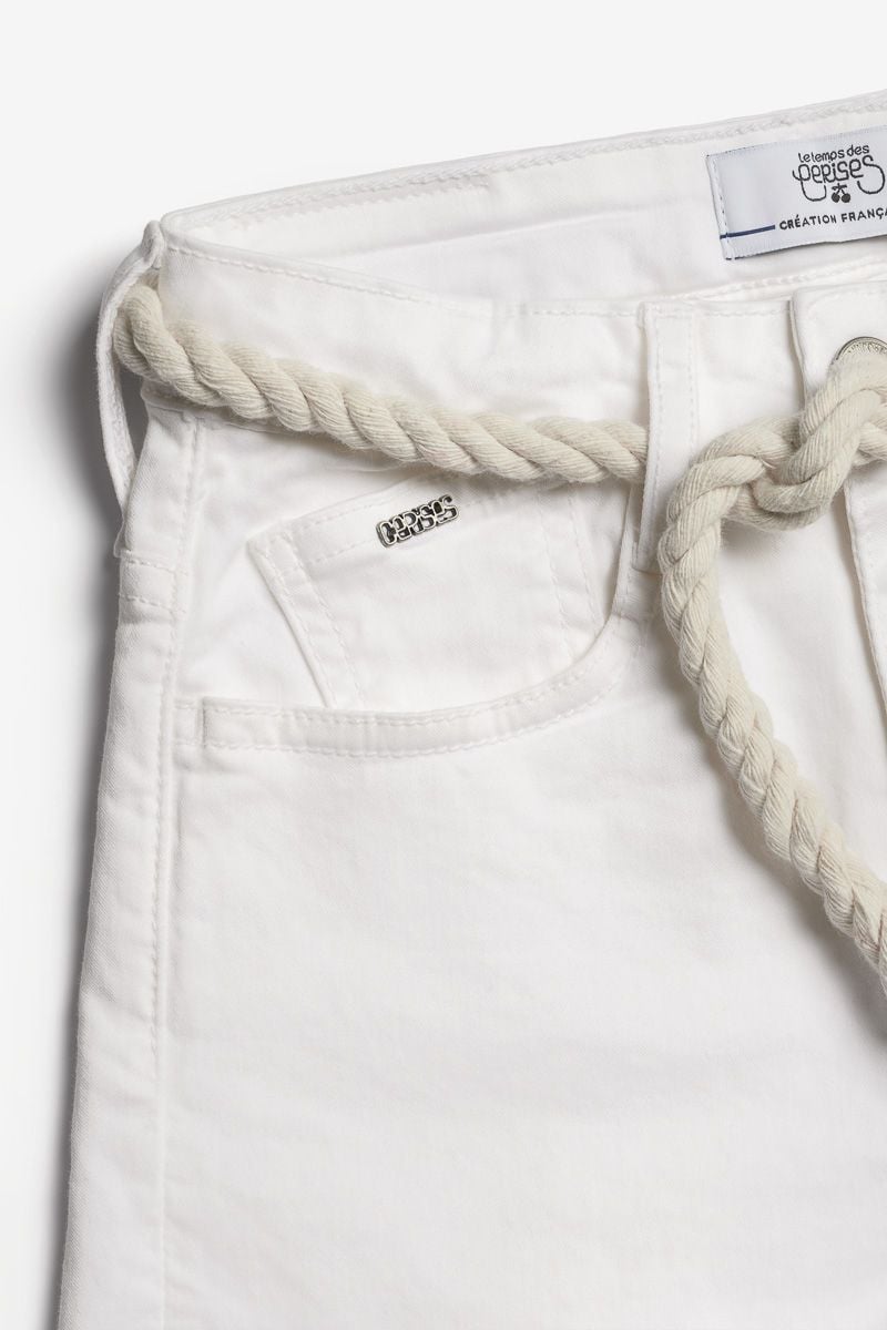 Le Temps Des Cerises Short Tiko Taille Haute Blanc