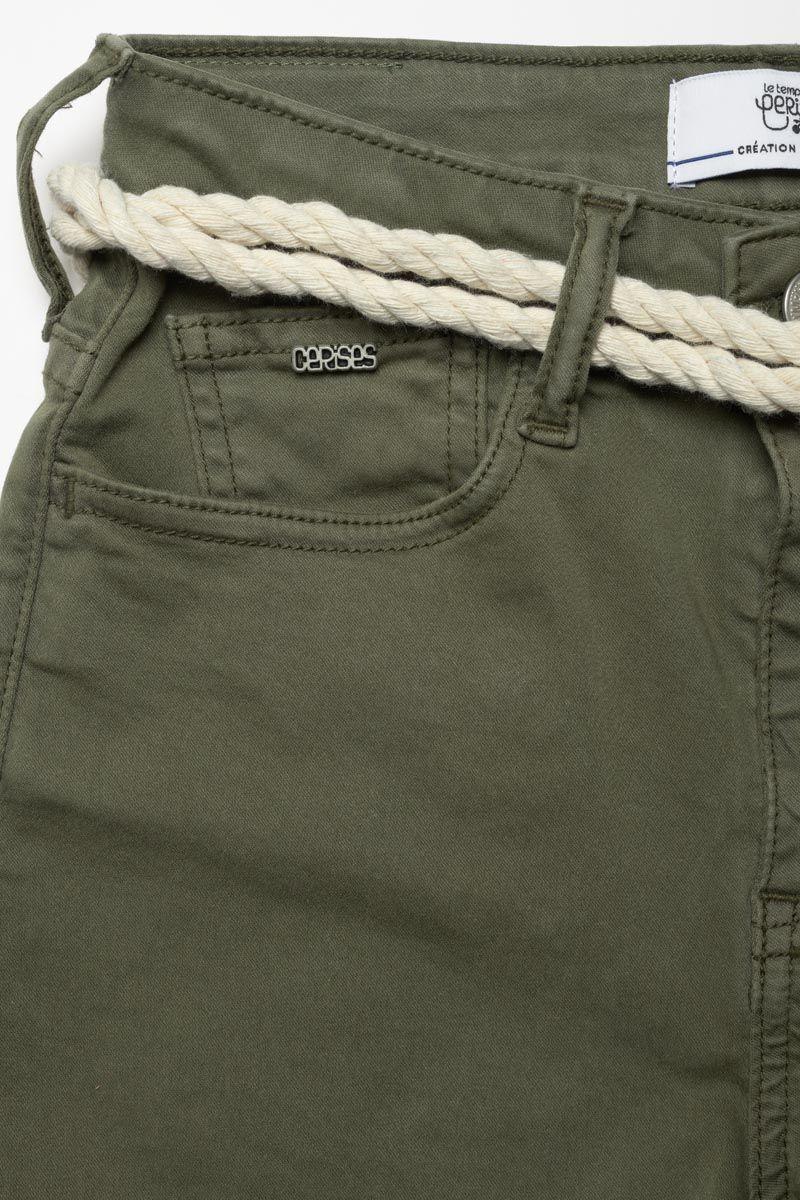 Le Temps Des Cerises Short Tiko Taille Haute Kaki