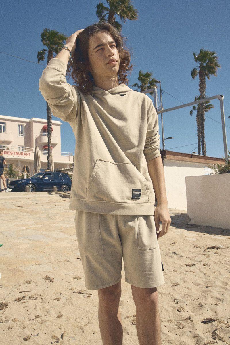 le temps des cerises Sweat à capuche Anibo beige