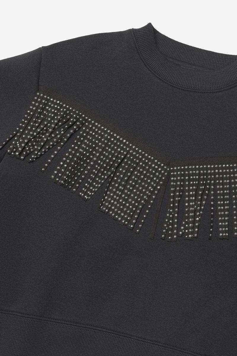 Le Temps Des Cerises Sweat Bessygi Noir à Franges