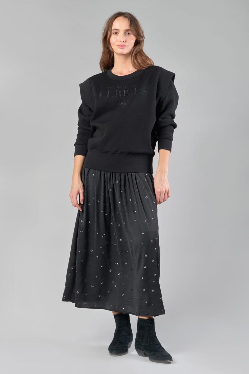 Le Temps Des Cerises Sweat Claudia Brodé Noir