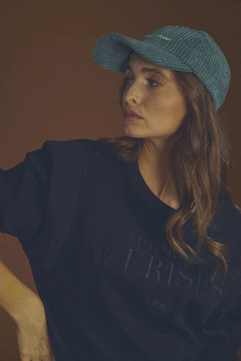 le temps des cerises Sweat Claudia brodé noir