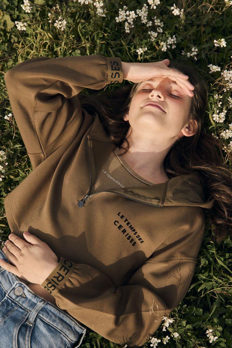 le temps des cerises Sweat court Joiagi kaki