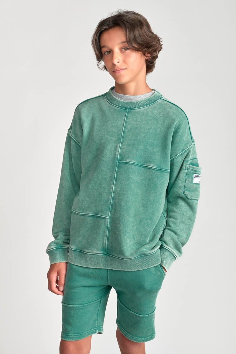 Le Temps Des Cerises Sweat Jonbo Vert Délavé