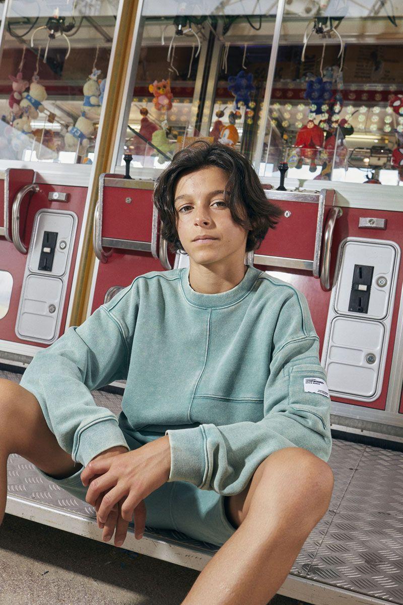 le temps des cerises Sweat Jonbo vert délavé