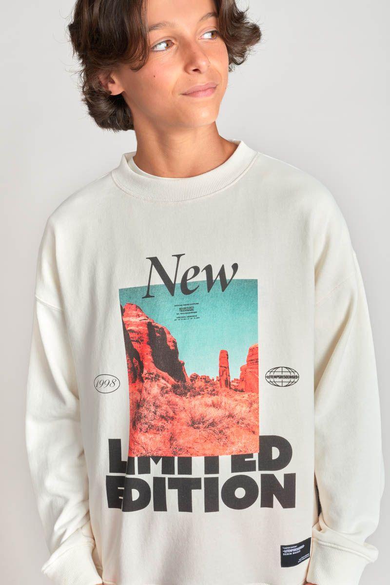 Le Temps Des Cerises Sweat Maranbo Crème Imprimé