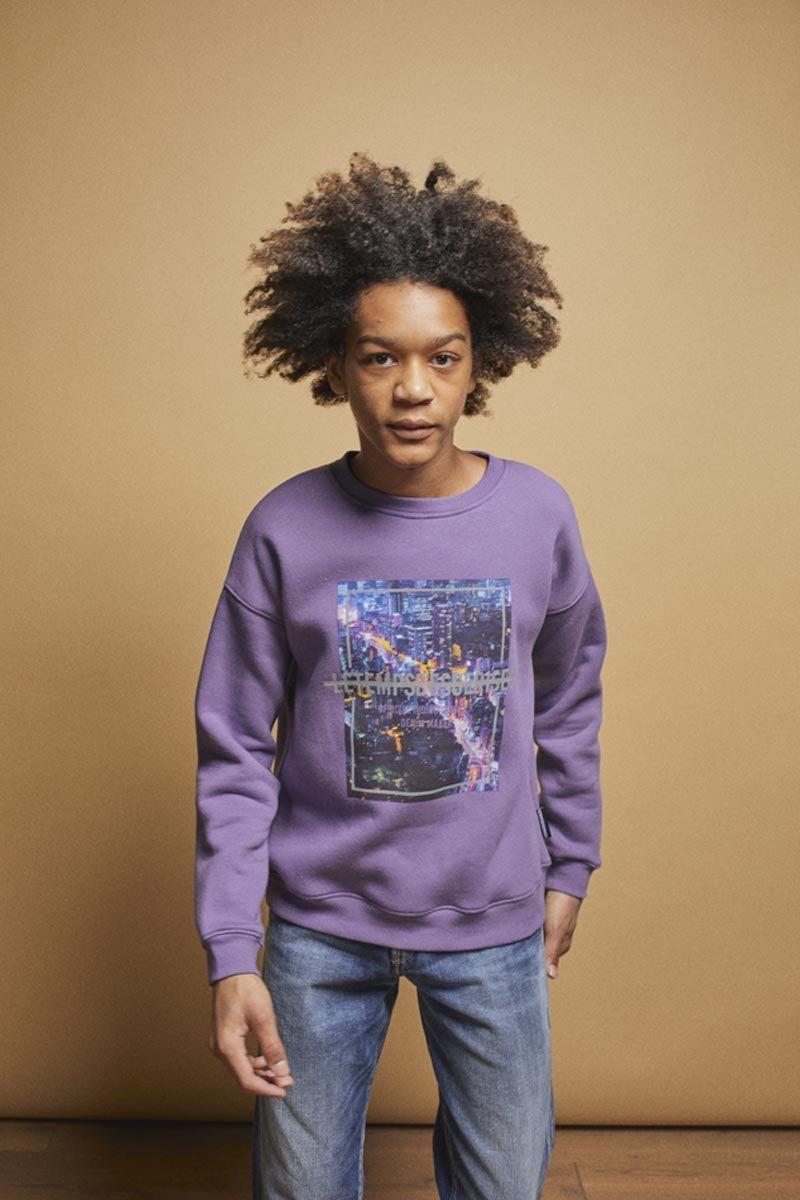 le temps des cerises Sweat Nakabo violet imprimé