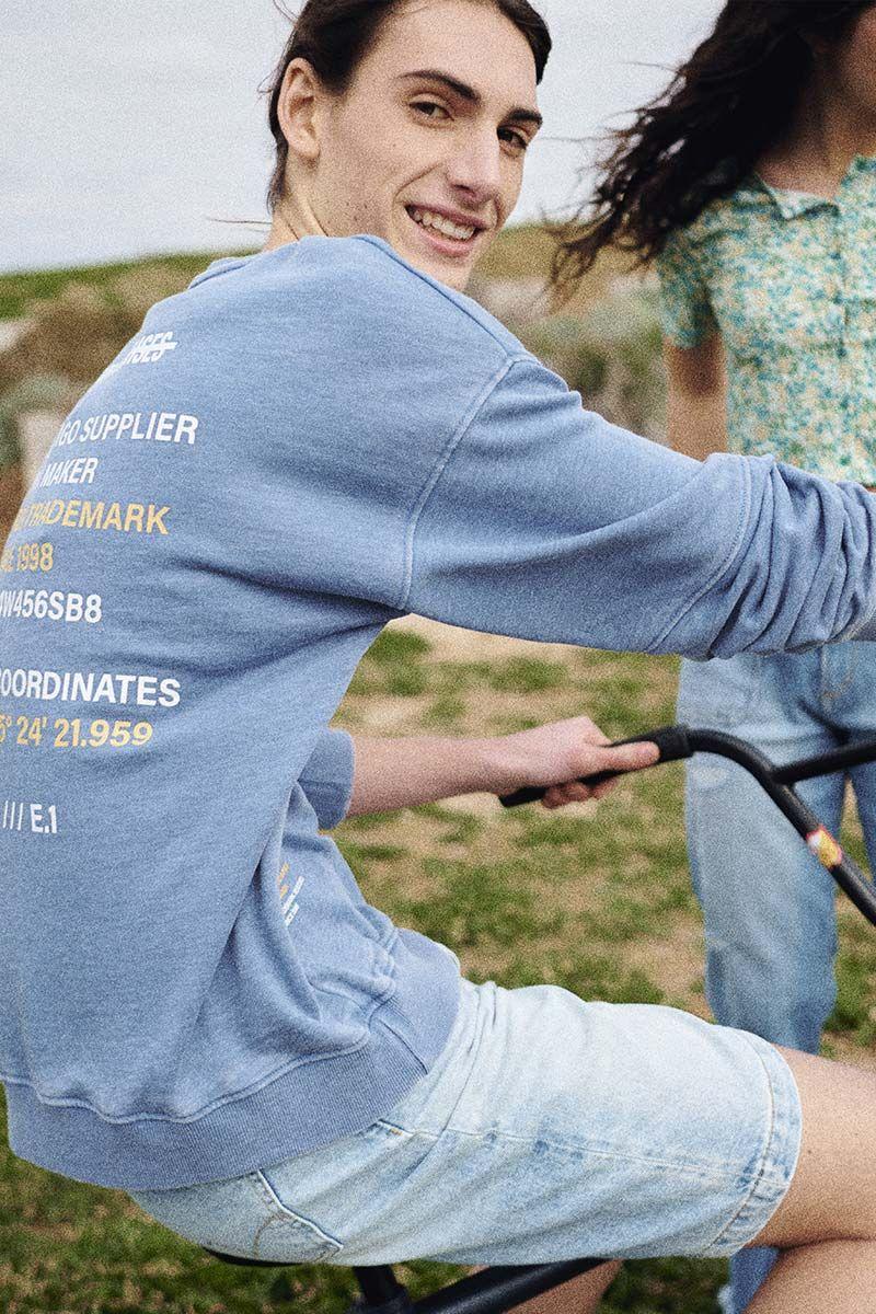 le temps des cerises Sweat Naybo bleu chiné