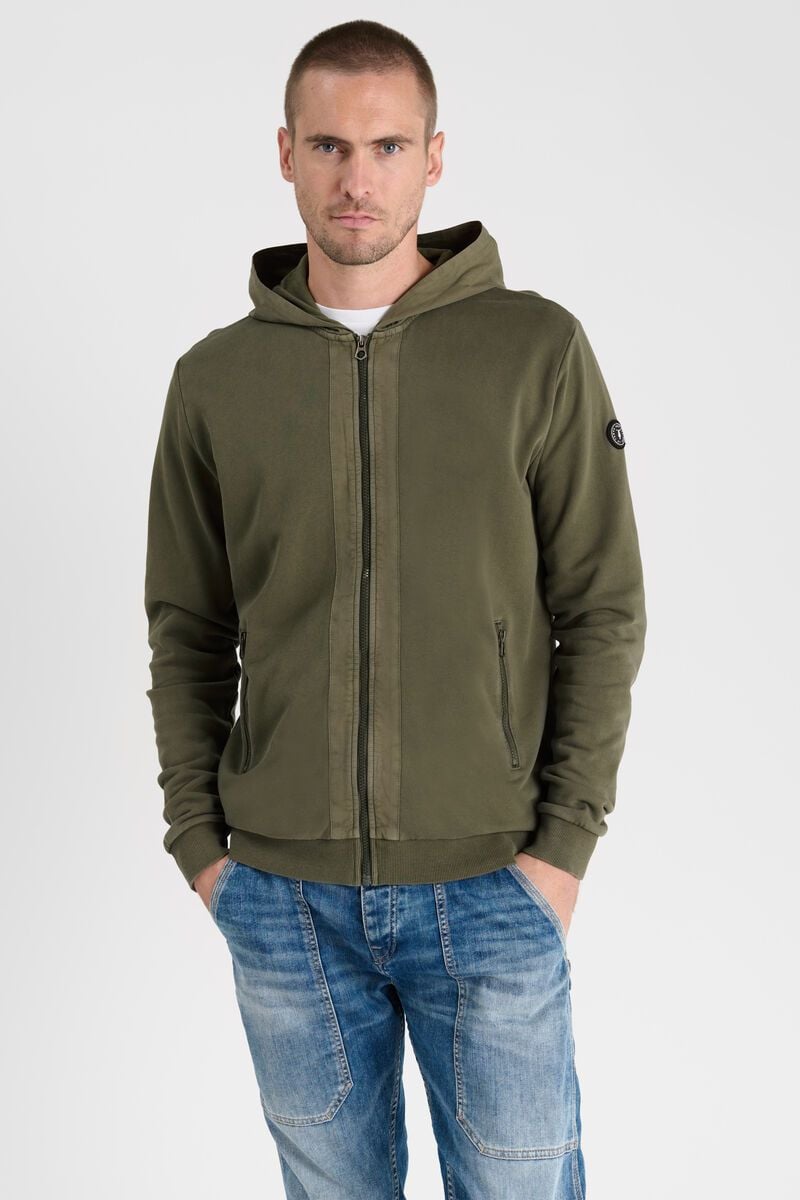 le temps des cerises Sweat Refa kaki à capuche