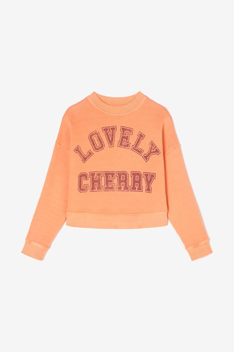 le temps des cerises Sweat Stephagi orange imprimé