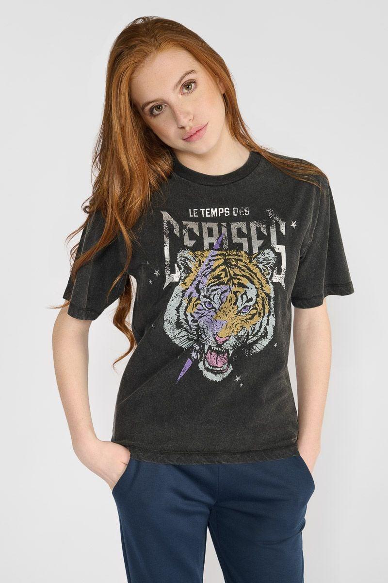 le temps des cerises T-shirt Abbigi noir imprimé