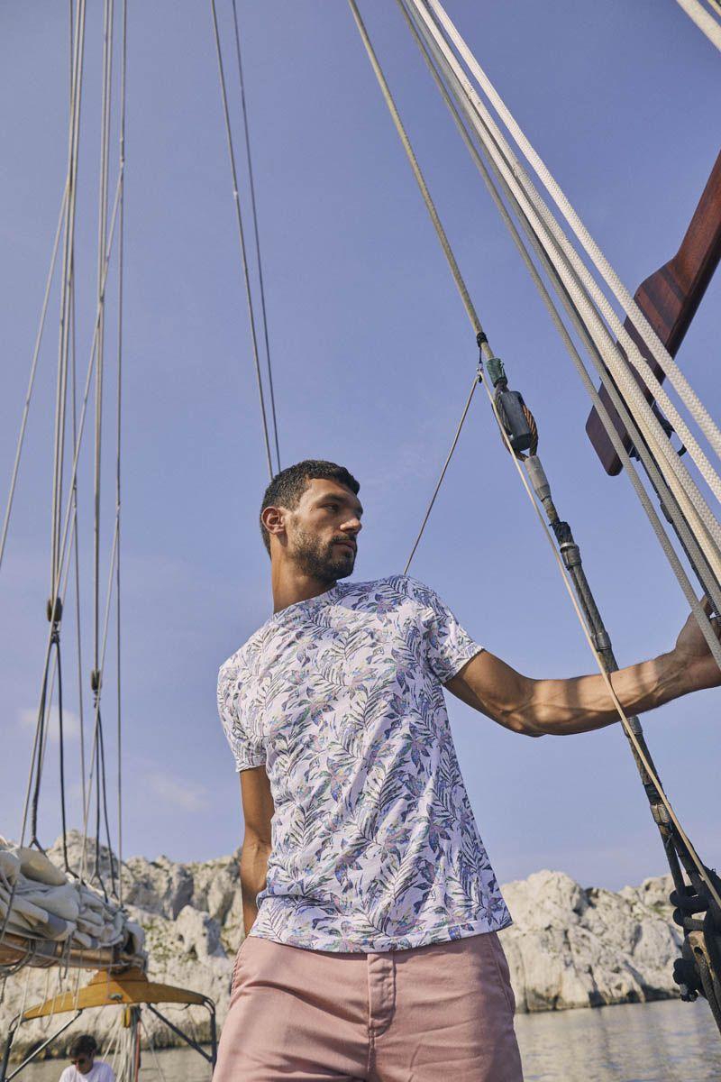 le temps des cerises T-shirt Abel à motif tropical