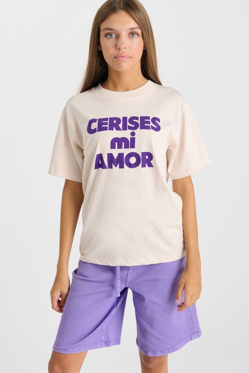 Le Temps Des Cerises T-shirt Amorigi Beige Imprimé