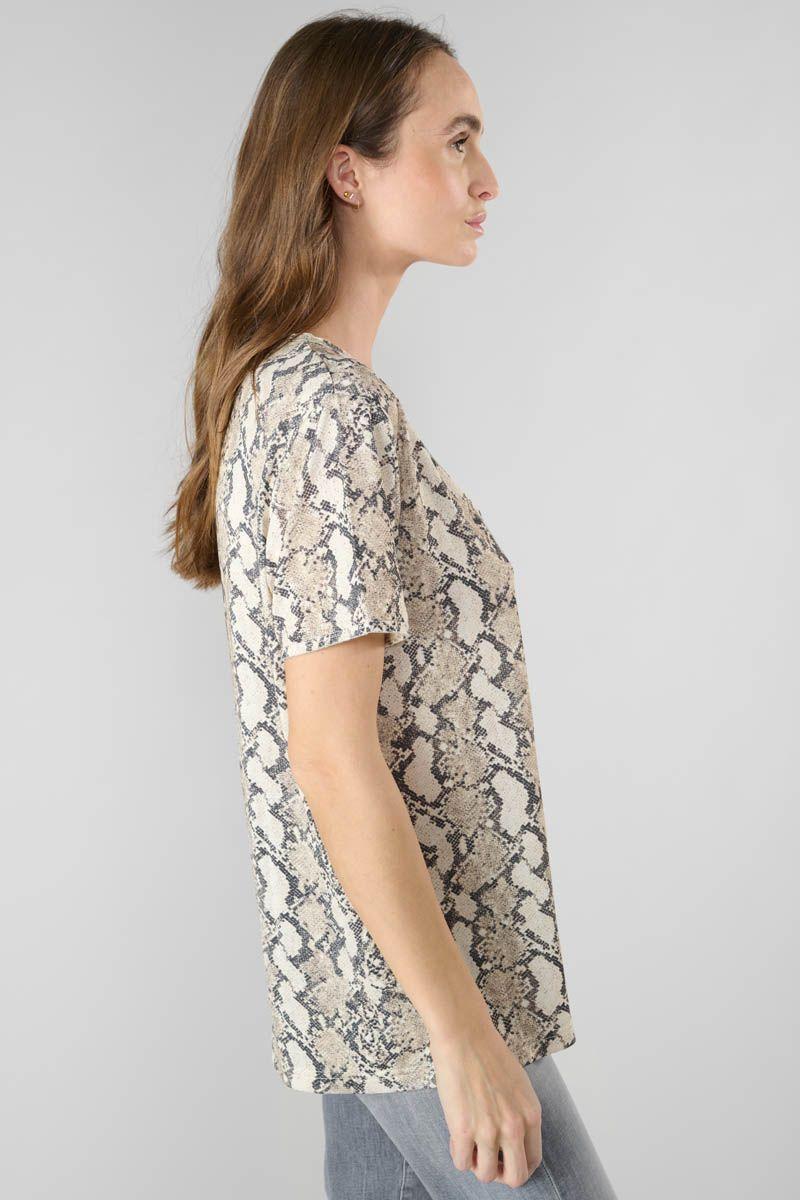 Le Temps Des Cerises T-shirt Argent à Motif Python