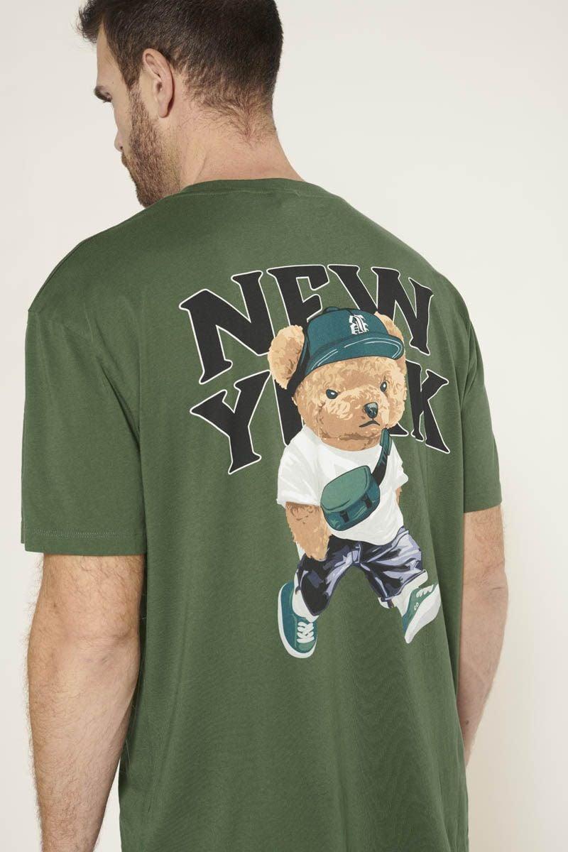 le temps des cerises T-shirt Bam vert imprimé