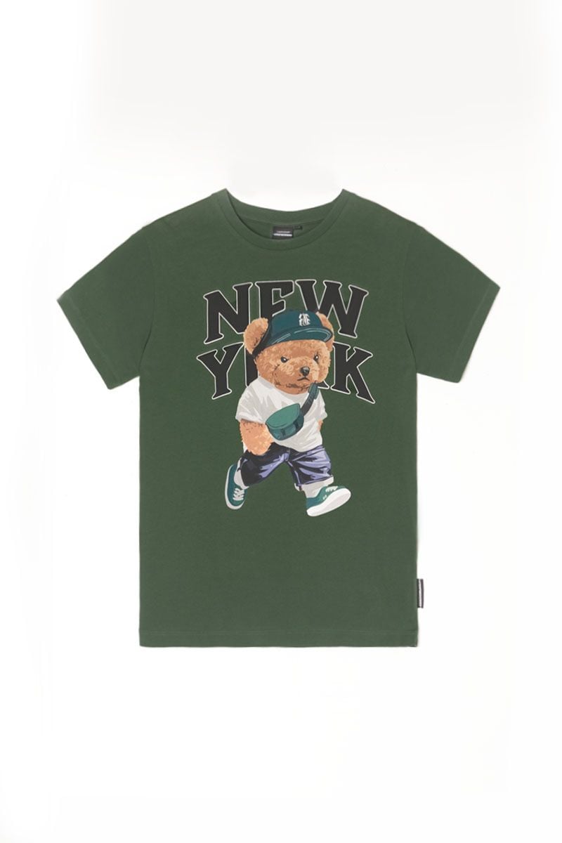 le temps des cerises T-shirt Bambo vert imprimé