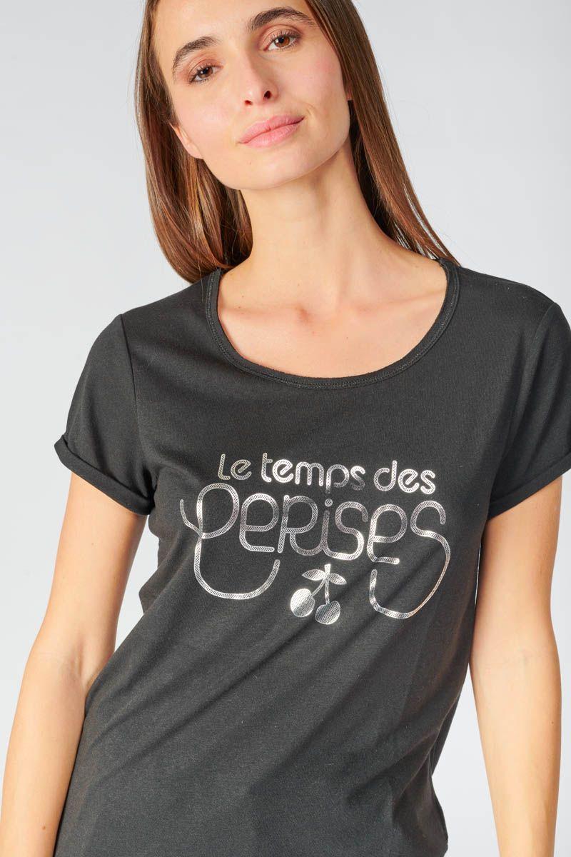Le Temps Des Cerises T-shirt Basitrame Noir
