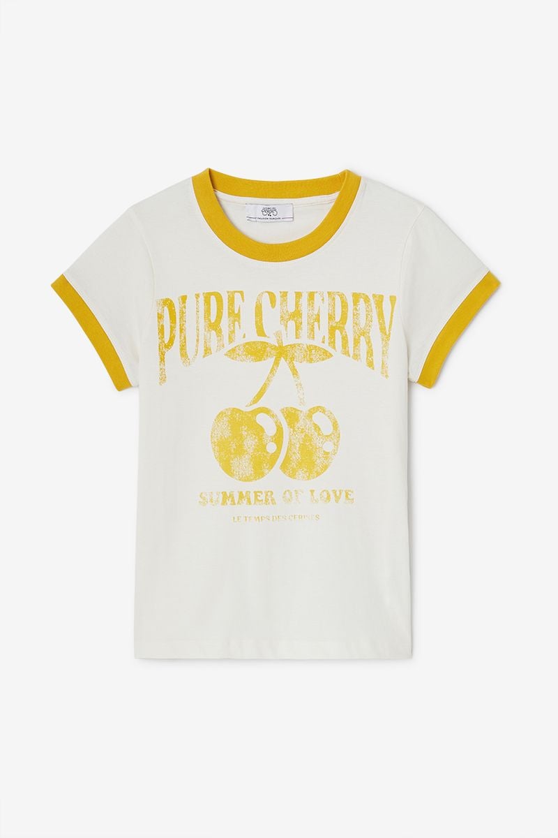 le temps des cerises T-shirt Bolengi blanc imprimé