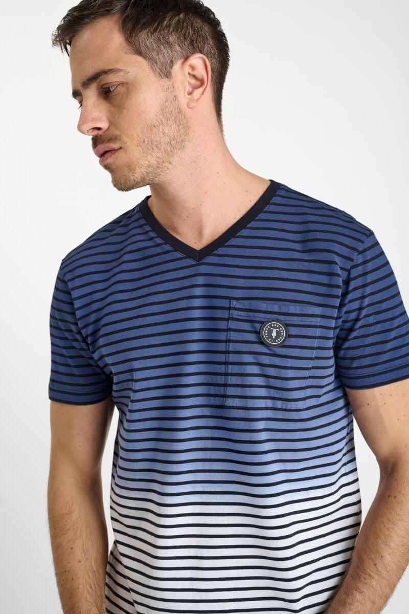 le temps des cerises T-shirt Bomas bleu à rayures