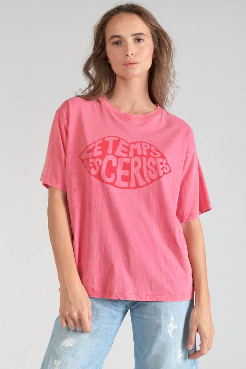 le temps des cerises T-shirt Cassio rose délavé