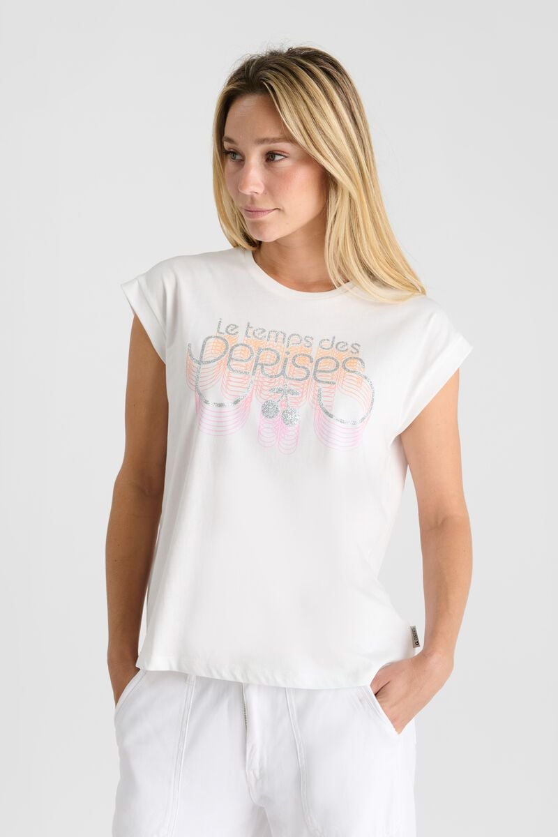 le temps des cerises T-shirt Delfino blanc imprimé