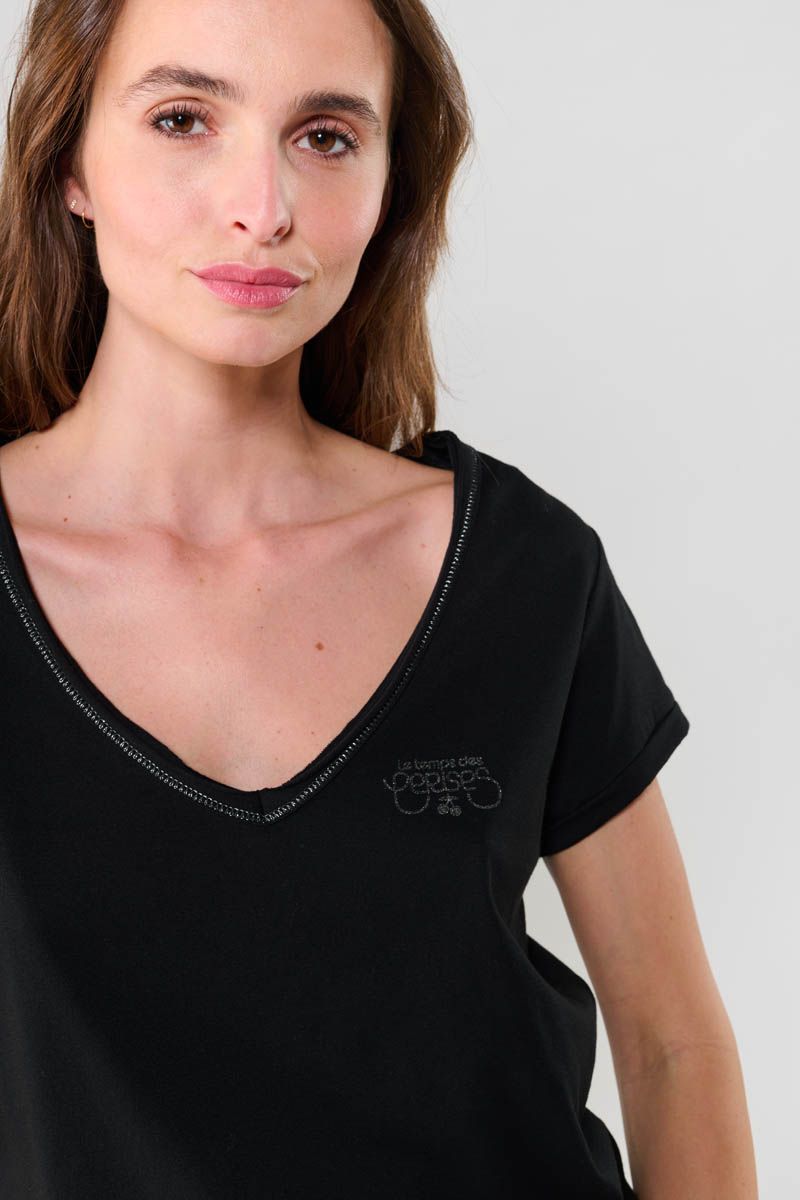 Le Temps Des Cerises T-shirt Digori Noir Imprimé