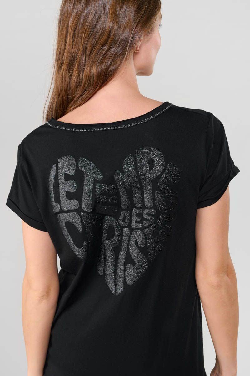 Le Temps Des Cerises T-shirt Digori Noir Imprimé