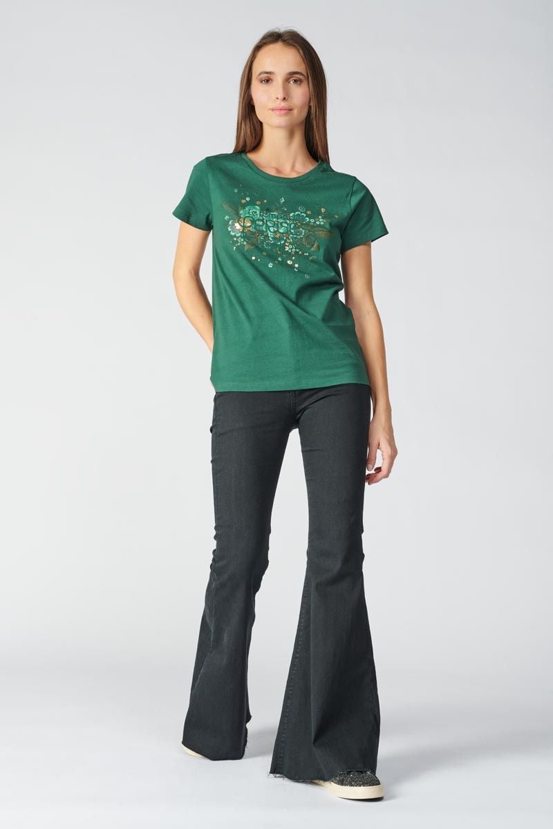 le temps des cerises T-shirt Frankie vert sapin
