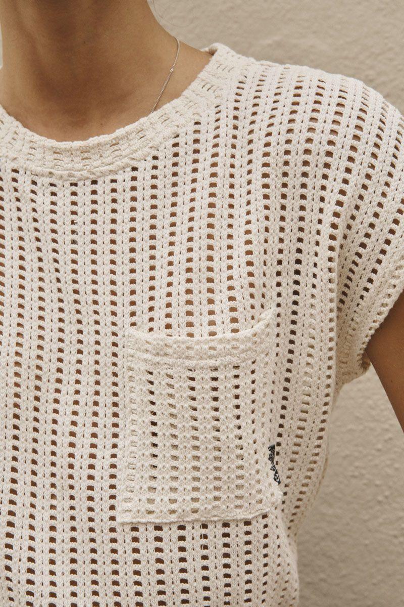 Le Temps Des Cerises T-shirt Gafo Beige En Crochet