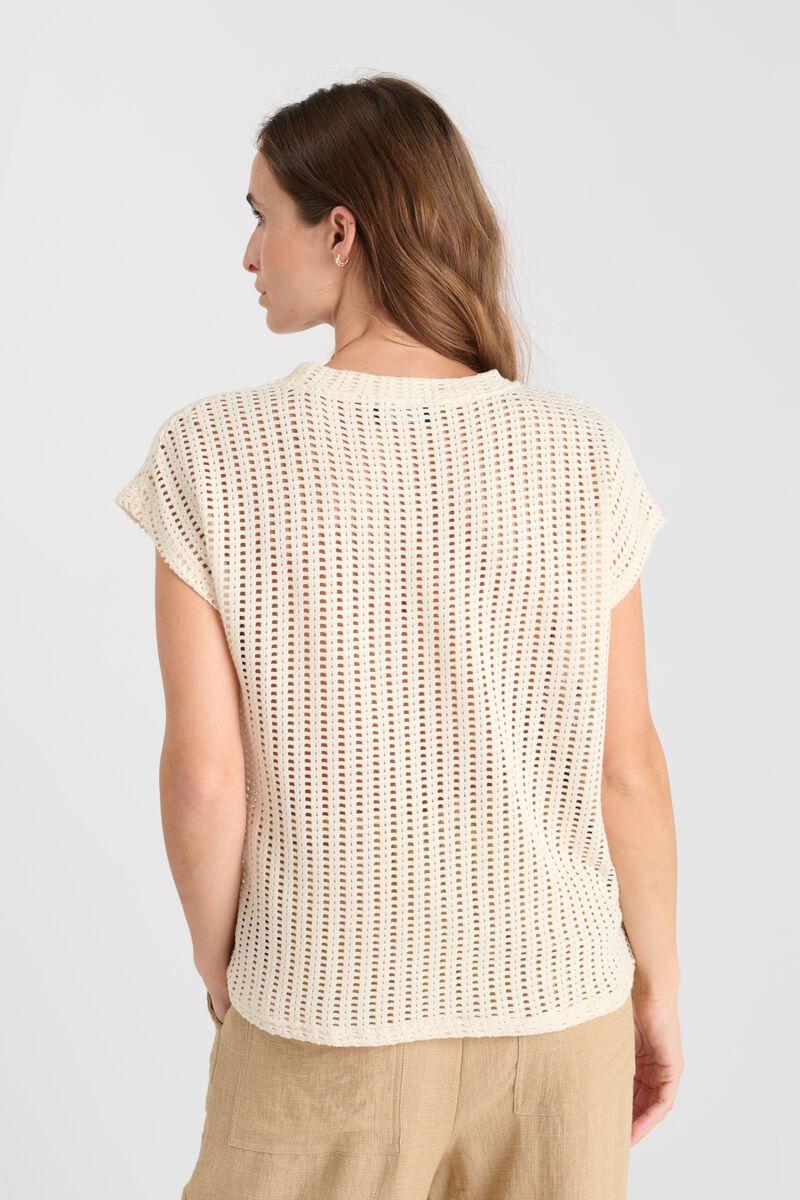 Le Temps Des Cerises T-shirt Gafo Beige En Crochet