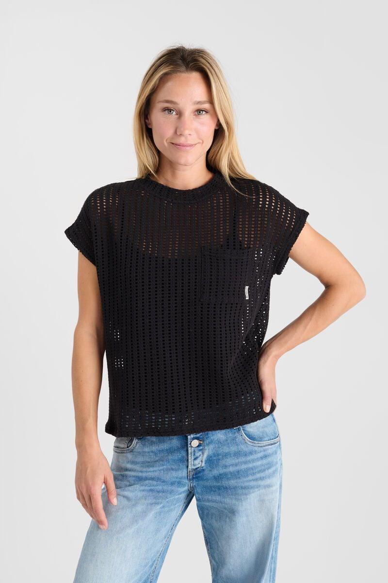 Le Temps Des Cerises T-shirt Gafo Noir En Crochet