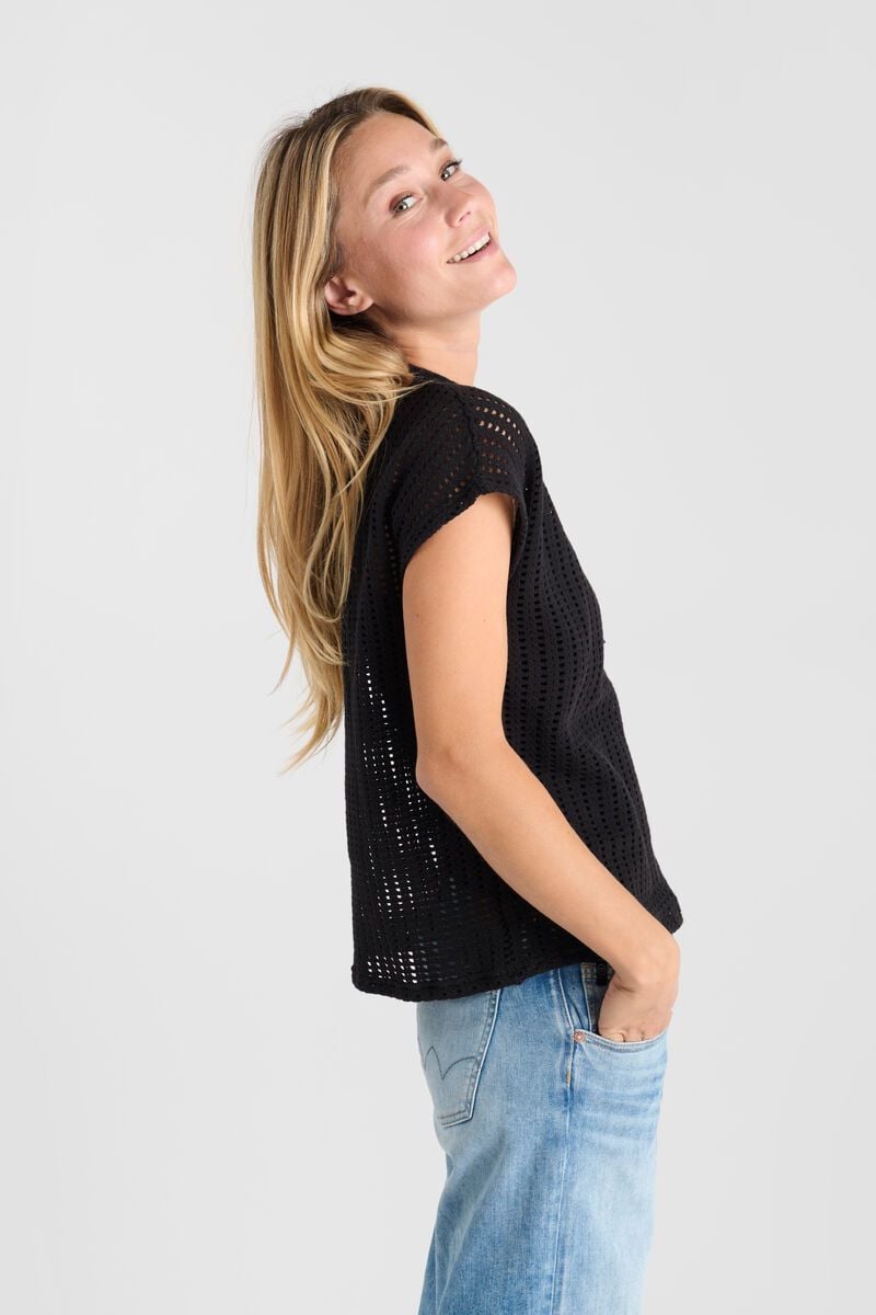 Le Temps Des Cerises T-shirt Gafo Noir En Crochet