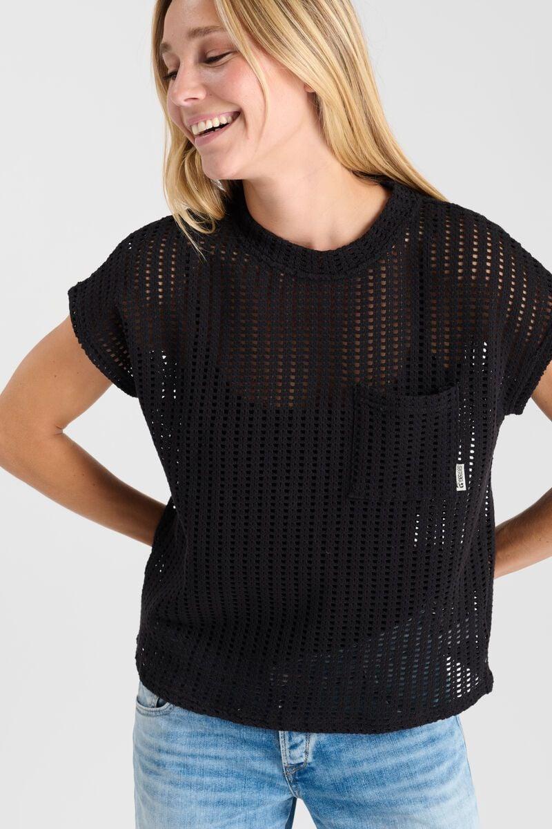 le temps des cerises T-shirt Gafo noir en crochet