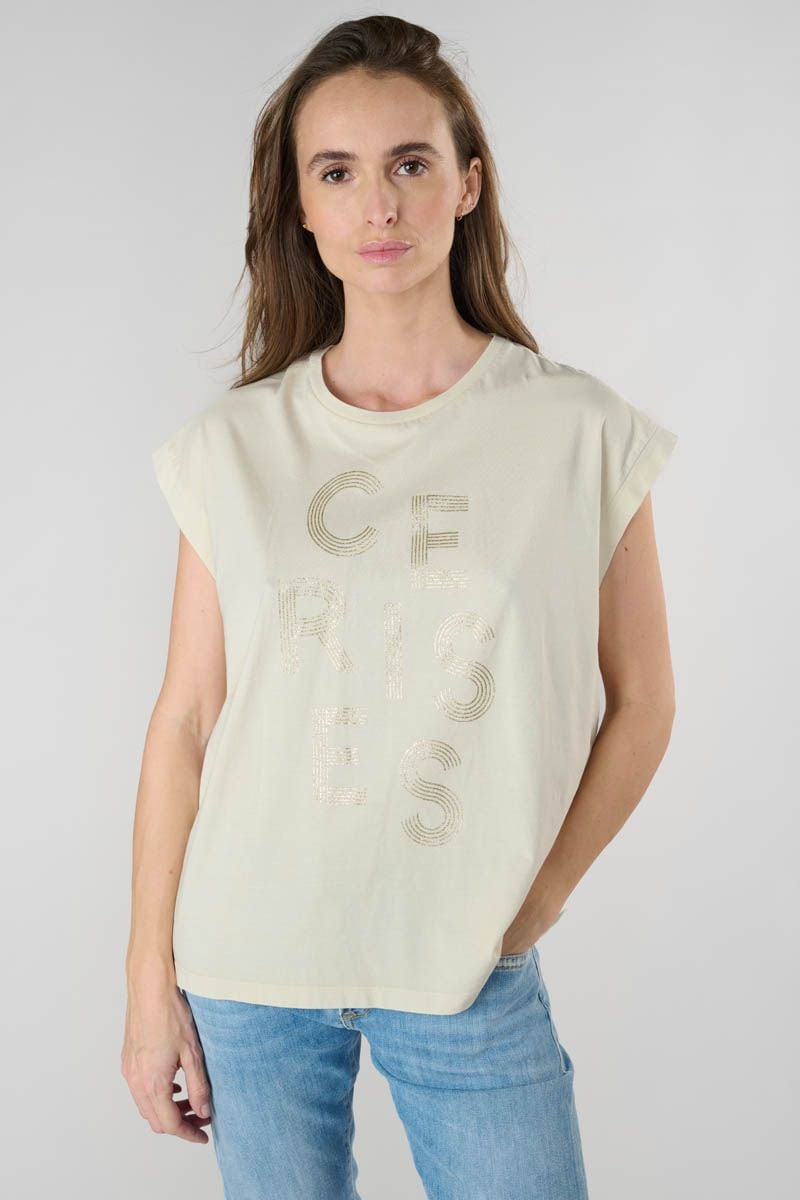 Le Temps Des Cerises T-shirt Gardeni Beige Imprimé