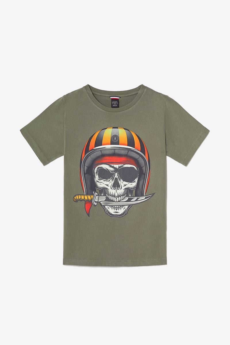 le temps des cerises T-shirt Giribo kaki imprimé